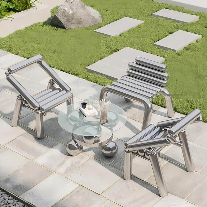 Outdoor Furniture Luxury - ステンレス鋼の椅子、軽くて豪華な、創造的でシンプルなスツール、小さなアパートのコーヒーテーブル、レジャーチェア、可動式