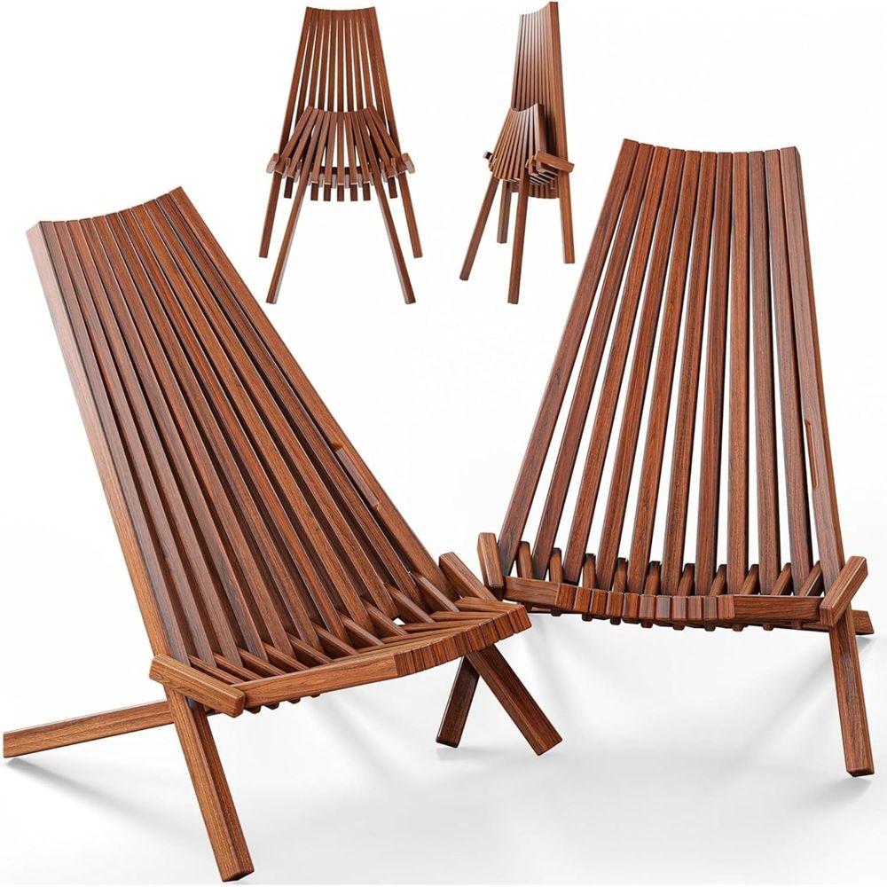2脚セットの木製折りたたみタマラックチェア、ロープロファイル - Outdoor Furniture Diy のレビューと価格