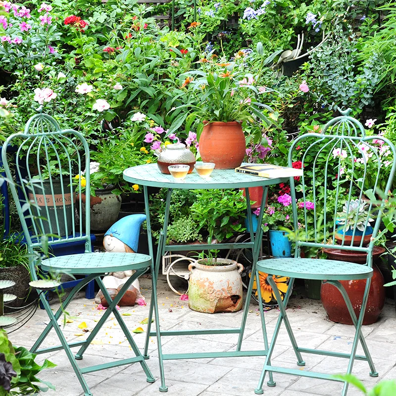 折りたたみ式鉄製テーブルと椅子,パティオとガーデンチェア,古 - Outdoor Furniture Metal Chairs のレビューと価格