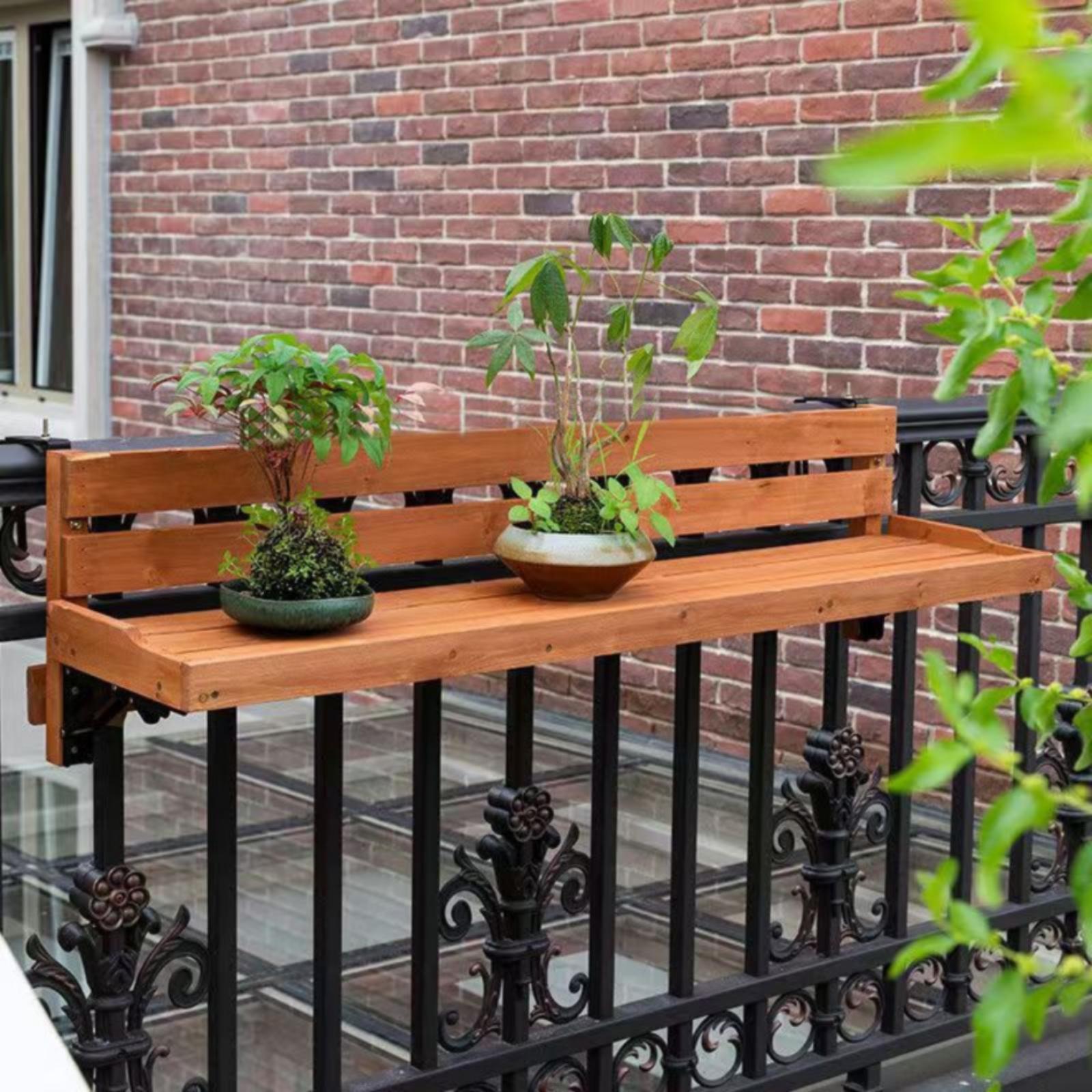 折りたたみ式バルコニー手すり付き木製調整可能テーブル、省スペ - Outdoor Furniture Wood のレビューと価格